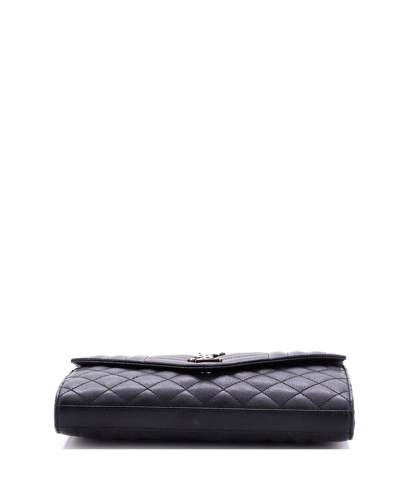 Pre-Owned Saint Laurent Medium Classic Monogram Chain Wallet Mixed Matelasse Leather