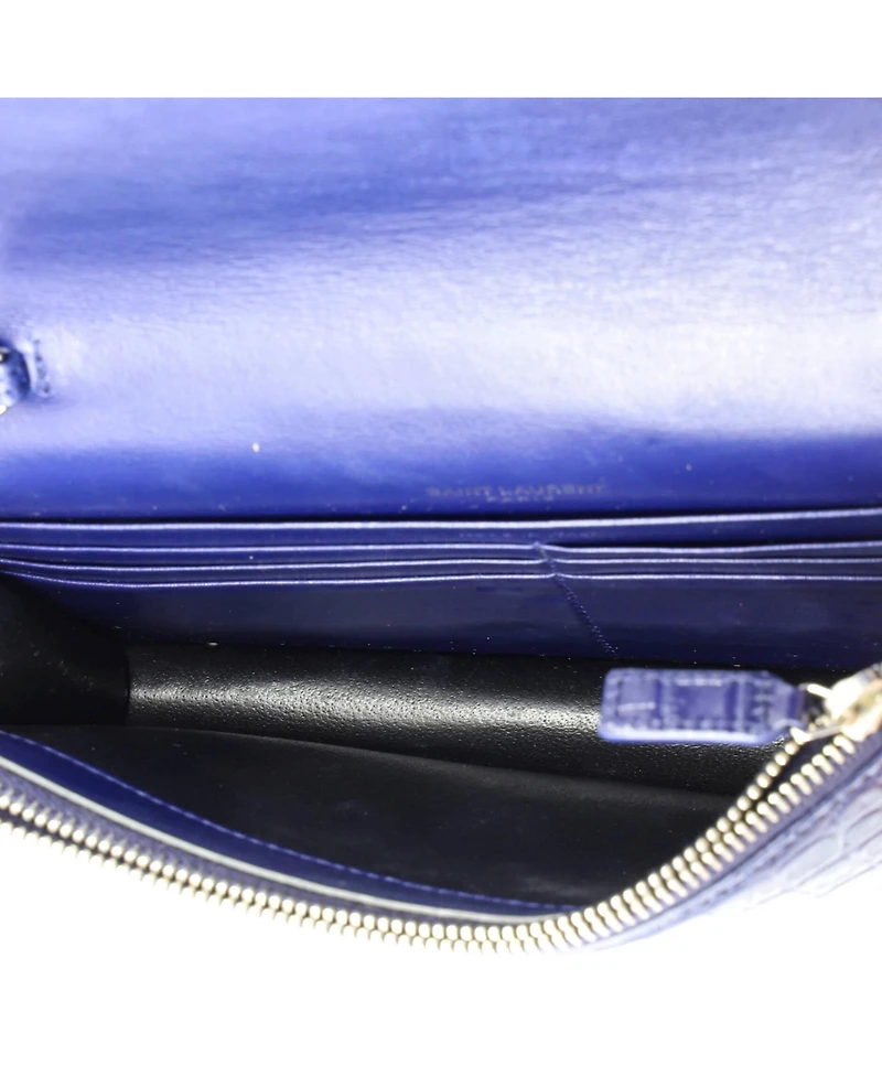 Pre-Owned Saint Laurent Classic Monogram Tassel Chain Wallet Embossed Leather