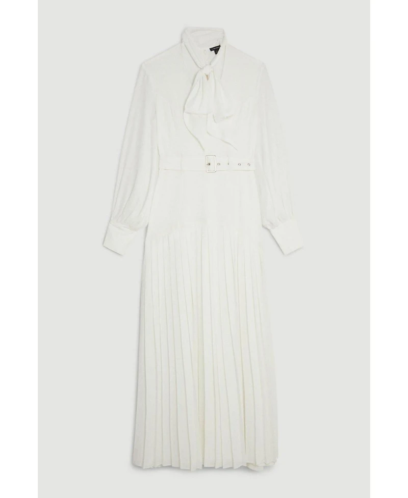 Karen Millen Jersey Ponte Georgette Mix Midi Dress