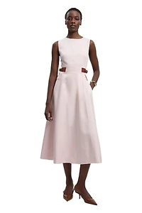 Karen Millen Women's Fitted Belt Crew Neck Midi Dress