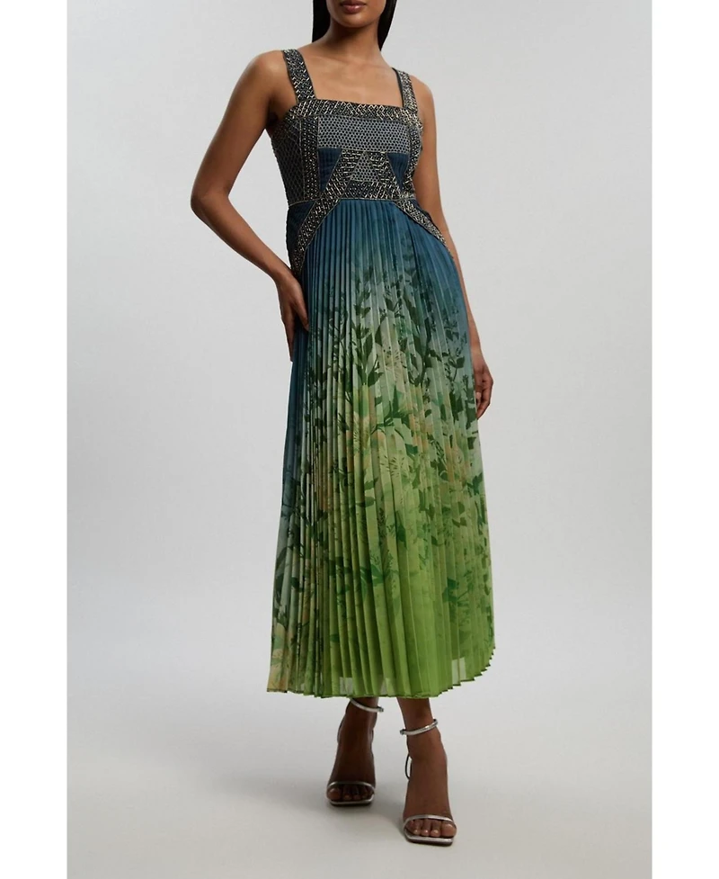 Karen Millen Women's Embellished Pleated Maxi Dress
