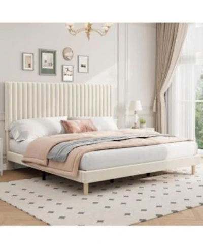 Gaomon Bed Frame Adjustable Height Headboard Velvet Upholstered Platform Bed Frame No Box Spring Needed Easy Assembly