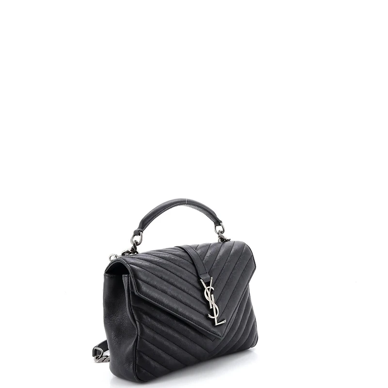 Pre-Owned Saint Laurent Medium Classic Monogram College Bag Matelasse Chevron Leather