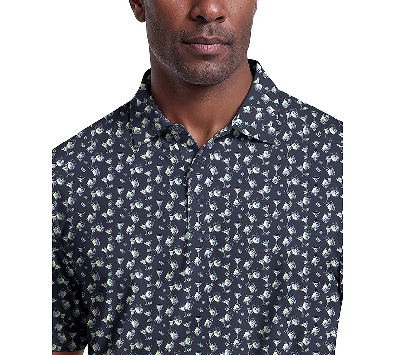 Pga Tour Men's Ombre Cocktail Print Short-Sleeve Polo Shirt