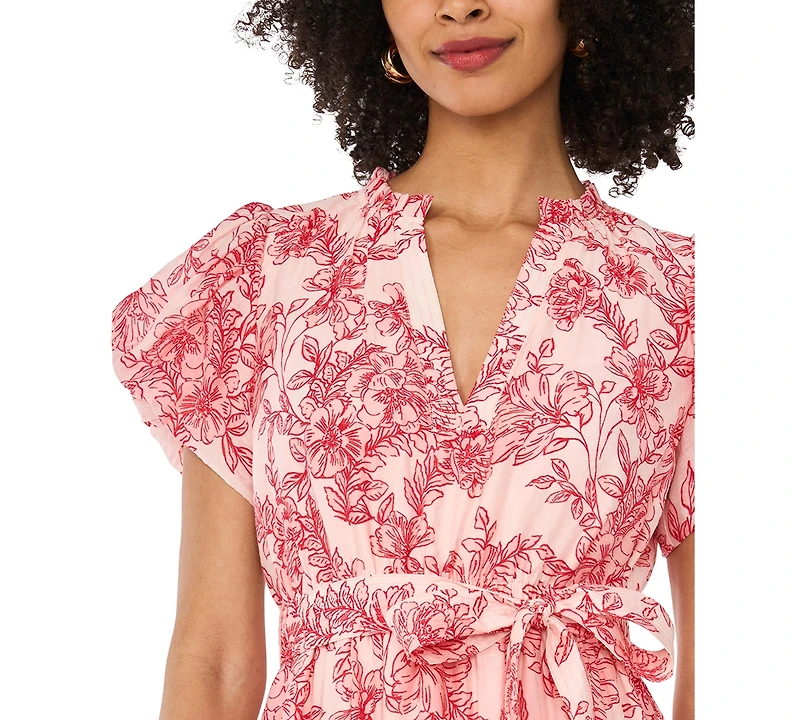 Vince Camuto Women's V-Neck Printed Midi Dress