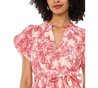 Vince Camuto Women's V-Neck Printed Midi Dress