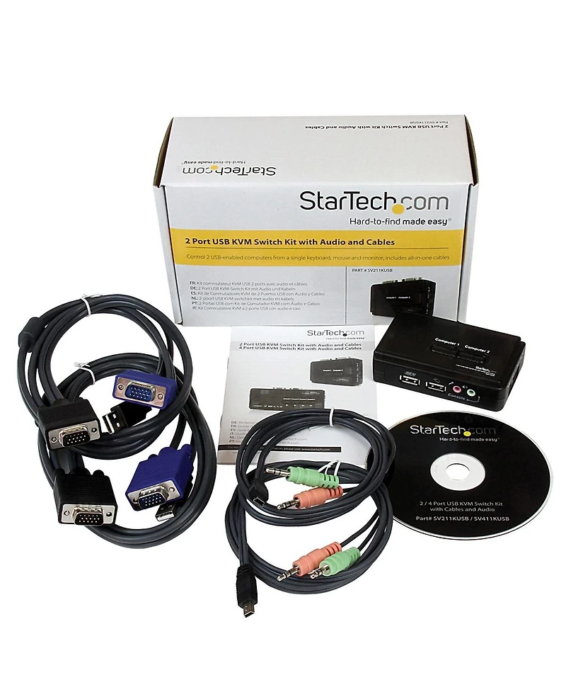 StarTech.com 2 Port Usb Kvm Switch Kit with Audio and Cables