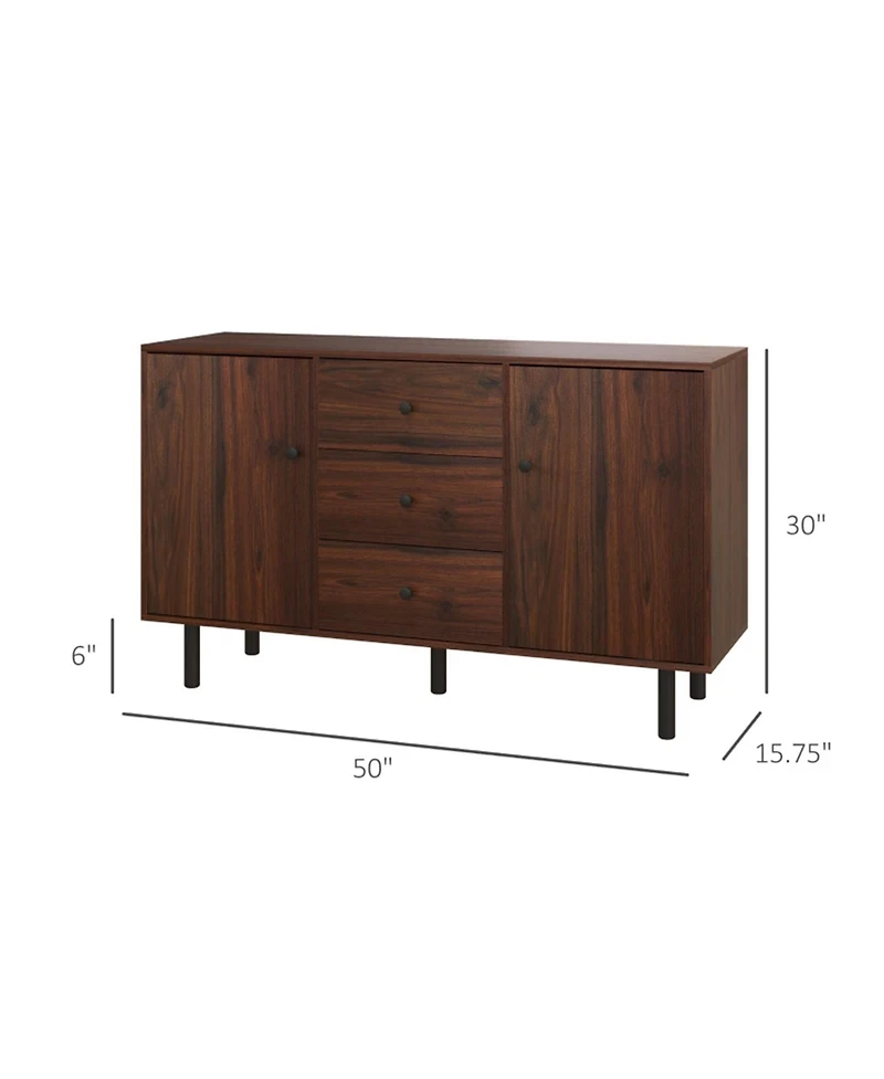 Clihome Accent Cabinet Console Storage Cabinet with 2 Cabinets 3 Drawers