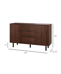 Clihome Accent Cabinet Console Storage Cabinet with 2 Cabinets 3 Drawers