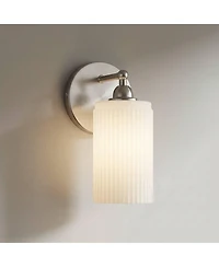 360 Lighting David 9 1/4" High Brtushed Nickel and Fluted Glass Wall Sconce