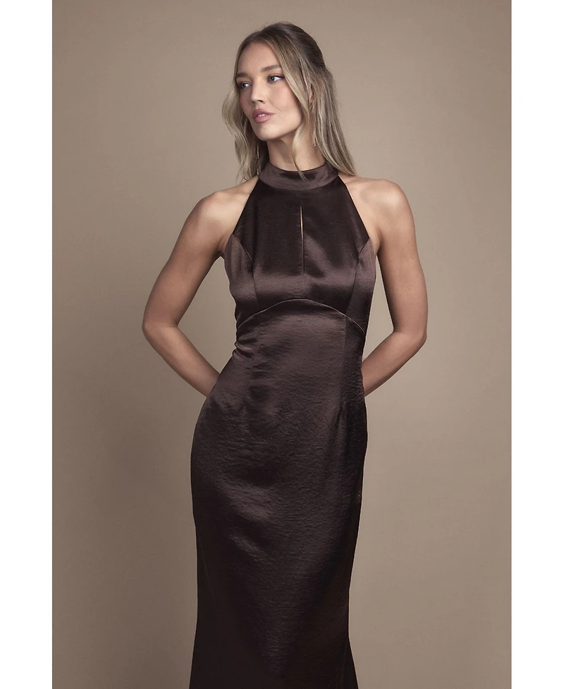 Coast Women's Satin Halter Maxi Bridesmaid Dress