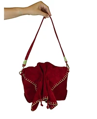 Carlos Falchi Medium Butterfly Suede Leather Bag
