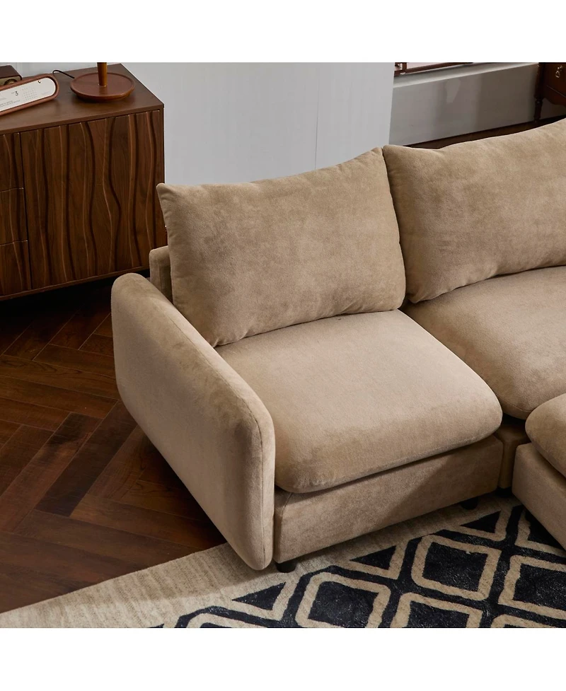 Streamdale Furniture 69" 3-Piece L-Shaped Modular Sectional Sofa with Ottoman