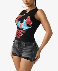 True Religion Women's Crystal V-Notch Racer Tank