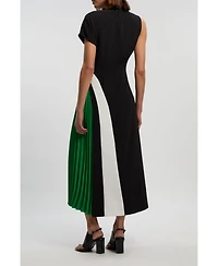 Karen Millen Women's Block Pleated Midi Dress