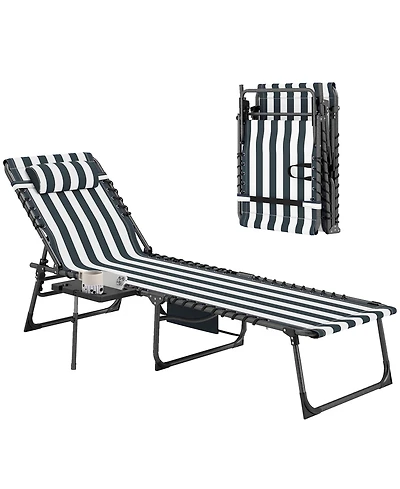 Outsunny Folding Chaise Lounge ning Chair w/ Adjustable Back