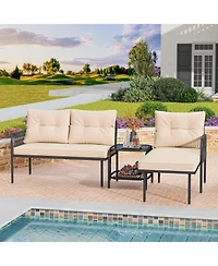 Sugift 3-Piece L Shaped Patio Furniture Set Pe Rattan Sectional Sofas