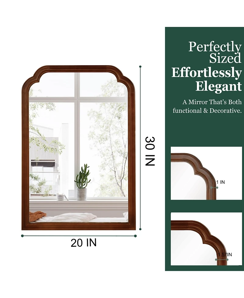 Busdays 20 x 30 Inch Decorative Wall Mirror Solid Wood Frame Rounded Corner for Bedroom Bathroom Living Room Entryway