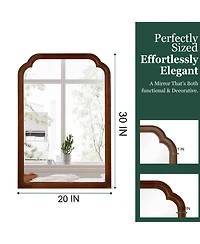 Busdays 20 x 30 Inch Decorative Wall Mirror Solid Wood Frame Rounded Corner for Bedroom Bathroom Living Room Entryway