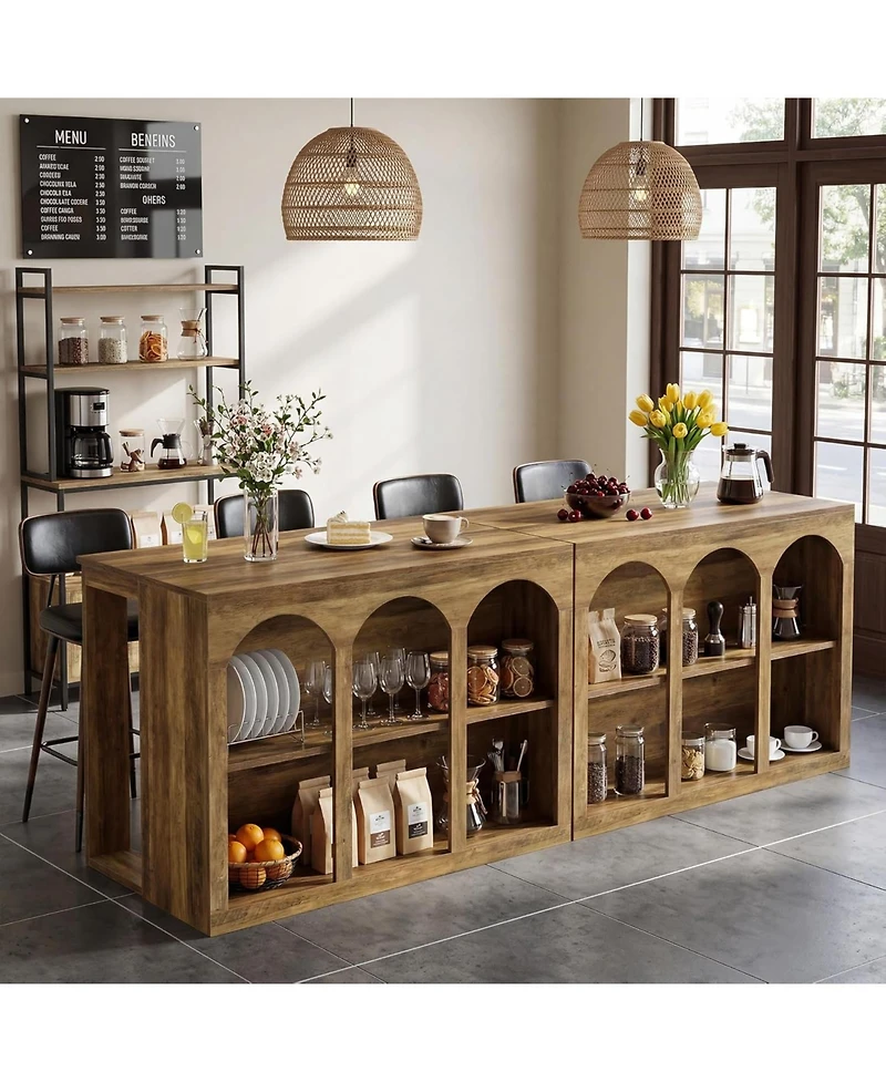 Tribesigns Kitchen Island with Storage, 55-inch Counter Height Stationary Kitchen Table with 2-Tier Shelves and Large Worktop