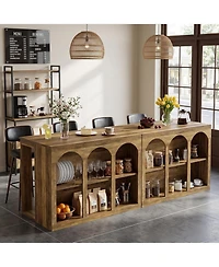 Tribesigns Kitchen Island with Storage, 55-inch Counter Height Stationary Kitchen Table with 2-Tier Shelves and Large Worktop