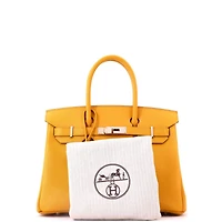 Pre-Owned Hermes Birkin 30 Handbag Yellow Epsom with Palladium Hardware