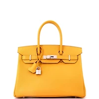 Pre-Owned Hermes Birkin 30 Handbag Yellow Epsom with Palladium Hardware