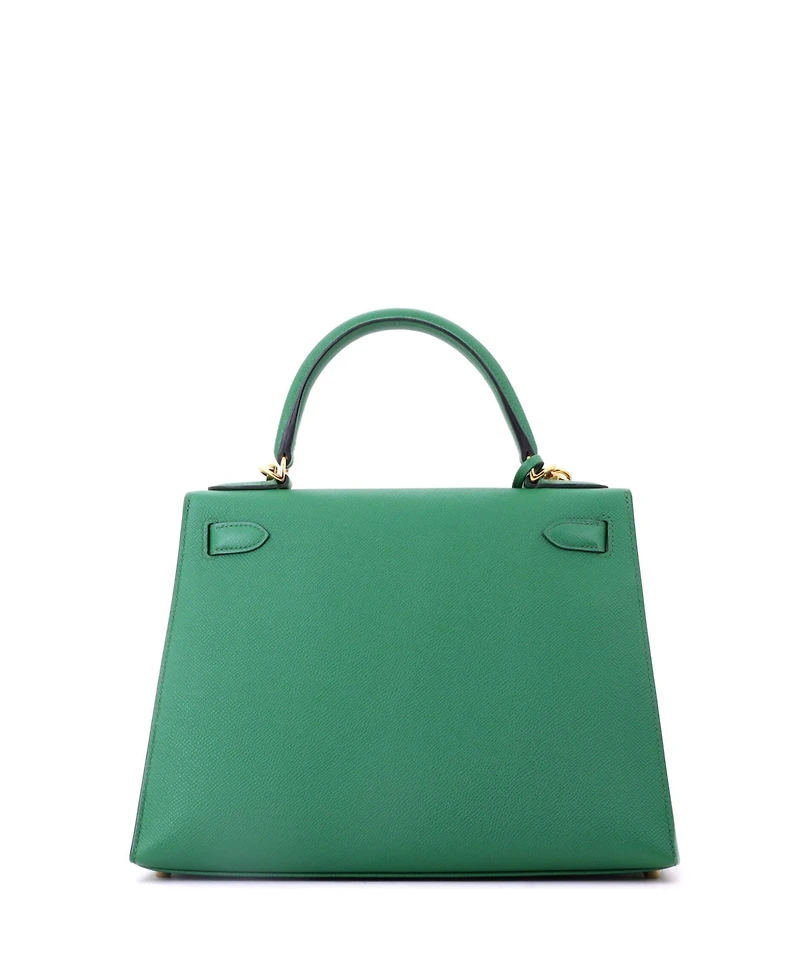 Pre-Owned Hermes Kelly 28 Handbag Green Epsom with Gold Hardware