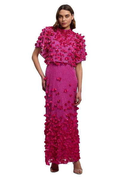 Karen Millen Women's Crystal Applique Angel Sleeve Maxi Dress