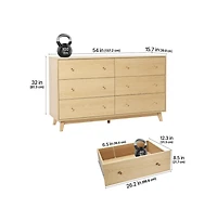 Sugift 6 Drawer Dresser Wooden Chest of Drawers with Sliding Anti-tip Device Modern