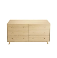 Sugift 6 Drawer Dresser Wooden Chest of Drawers with Sliding Anti-tip Device Modern