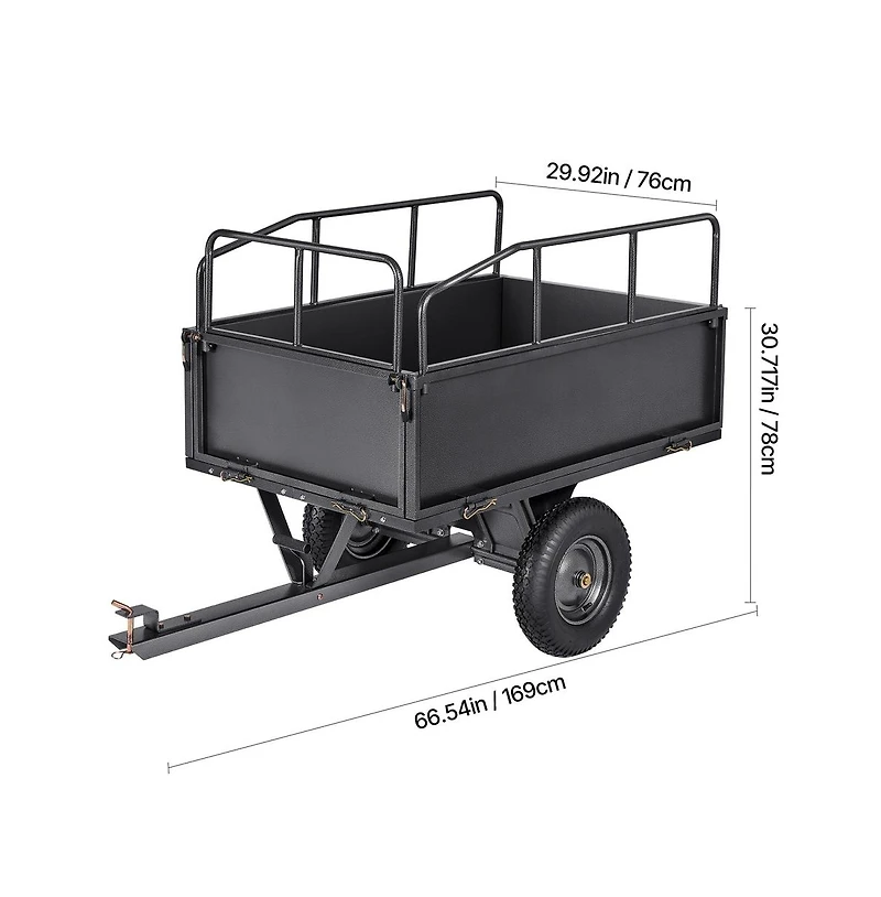 Sugift 17 cu feet Garden Utility Trailer 600 lb Atv Tow Behind Dump Cart