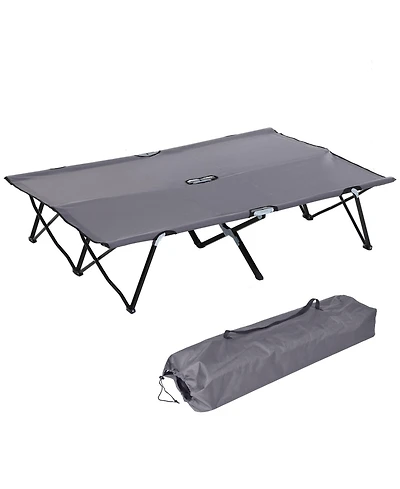 ECHTPeak 2 Person Folding Camping Cot for Adults, 50" Extra Wide Outdoor Portable Sleeping Cot with Carry Bag, Elevated Camping Bed, Beach Hiking