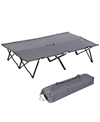 ECHTPeak 2 Person Folding Camping Cot for Adults, 50" Extra Wide Outdoor Portable Sleeping Cot with Carry Bag, Elevated Camping Bed, Beach Hiking