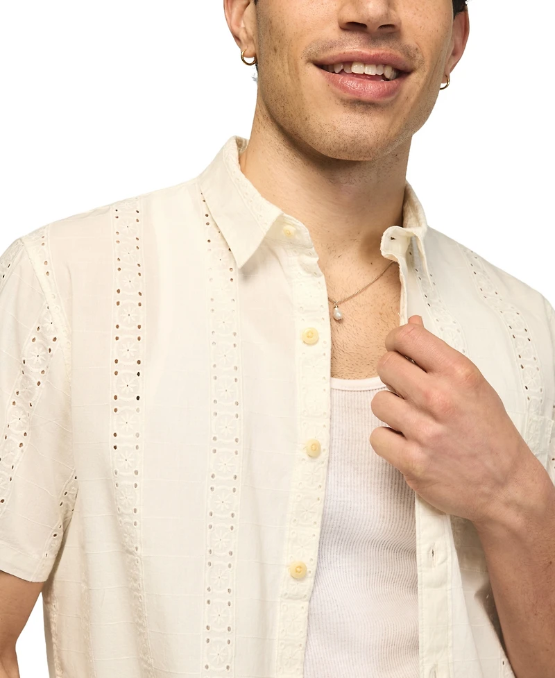 Lucky Brand Men's Novelty Eyelet San Gabriel Short-Sleeve Shirt