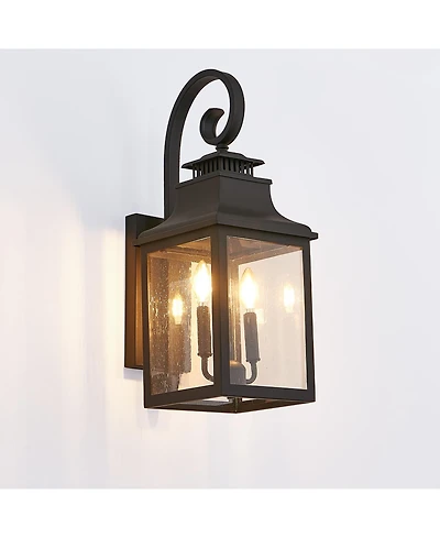 Busdays 23 Inch Outdoor Wall Lantern Vintage Metal Sconce Seeded Glass Light for Porch Patio Garden Bulb Not Included