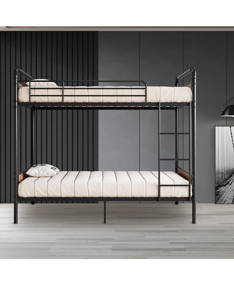 gaomon Bunk Beds with High Guardrail and Ladder, Convertible to 2 Kids/Teens/Adults, Sturdy Heavy Duty Metal Slats