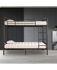 gaomon Bunk Beds with High Guardrail and Ladder, Convertible to 2 Kids/Teens/Adults, Sturdy Heavy Duty Metal Slats