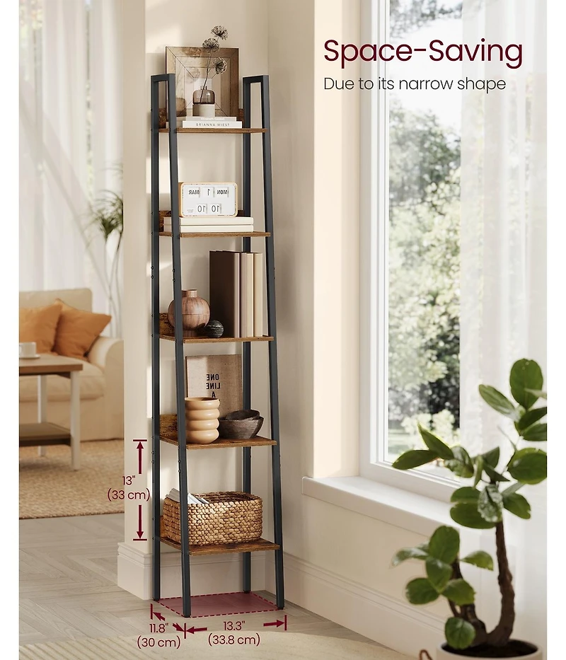 Slickblue Tall Narrow 5 Tier Bookcase Organizer Storage Shelf Unit