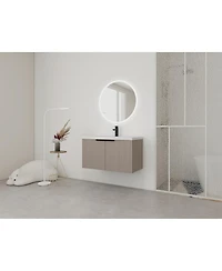 Sillysis 35.4 Inch Floating Bathroom Vanity with Resin Sink, Soft Close Doors, Modern Textured Panels and Ample Storage