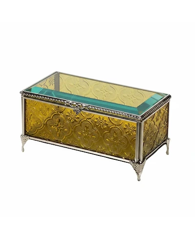 Yigii Vintage Glass Keepsake Box Hinged Lid Transparent Storage Display Home Decor