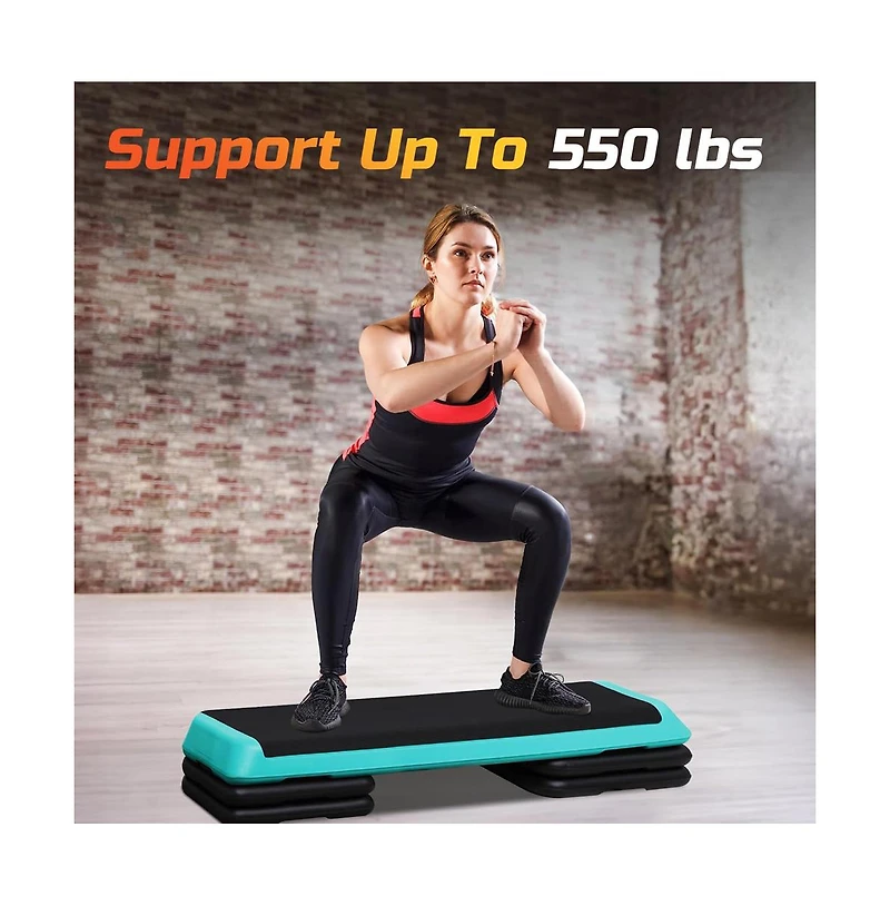 Zeny Exercise Aerobic Step Platform, Adjustable Fitness Stepper with 4 Stackable Risers