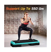 Zeny Exercise Aerobic Step Platform, Adjustable Fitness Stepper with 4 Stackable Risers