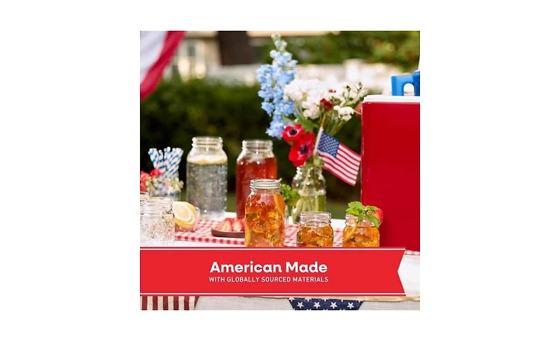 Ball Americana Glass Mason Jars, Regular Mouth, Pint (16 oz), Pack of 8