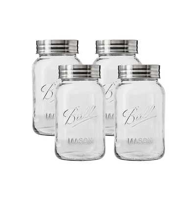 Ball Glass Mason Jar, Regular Mouth, Quart Size (32 oz), Pack of 4