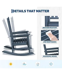 gaomon Hdpe Rocking Chair Outdoor Set of 4 with 2 Side Table - All Weather Resistant Poly High Back Porch Rocker Chairs