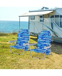 Gouun Foldable Backpack Beach Chair with Cup Holder and Storage Pockets, 5-Position Backrest