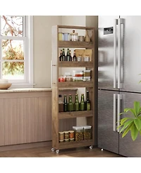 Tribesigns 5-Tier Tall Narrow Storage Cart on Wheels, 63 '' Mobile Shelf Organizer, Rolling Utility for Kitchen, Dining Room, Small Spaces