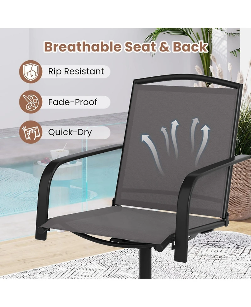Sugift Set of 2 Outdoor Swivel Patio Chairs with High Back and Breathable Seat