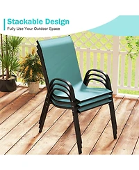 Sugift Set of 4 Stackable Outdoor Patio Dining Chairs with Mesh Fabric